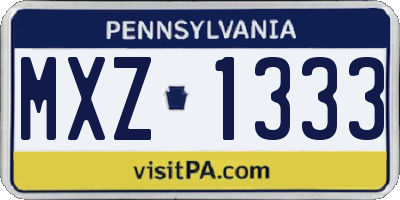 PA license plate MXZ1333