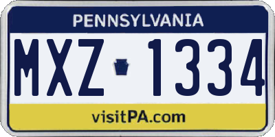 PA license plate MXZ1334
