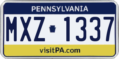PA license plate MXZ1337