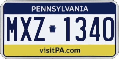 PA license plate MXZ1340