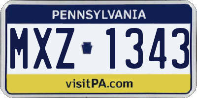 PA license plate MXZ1343