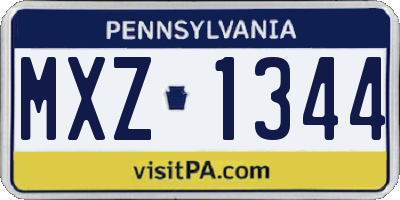 PA license plate MXZ1344