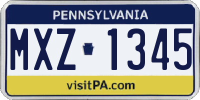 PA license plate MXZ1345