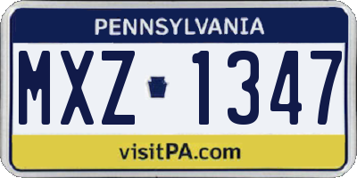 PA license plate MXZ1347