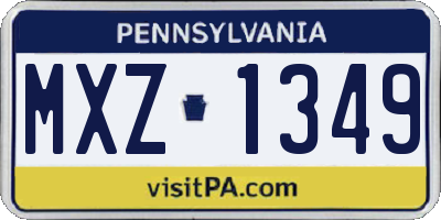 PA license plate MXZ1349