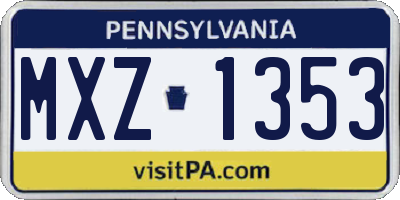 PA license plate MXZ1353