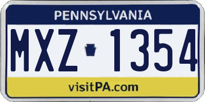 PA license plate MXZ1354