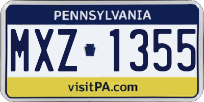 PA license plate MXZ1355