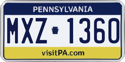 PA license plate MXZ1360