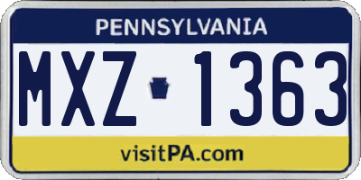 PA license plate MXZ1363