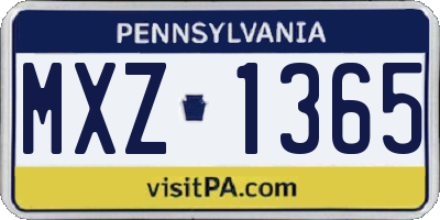 PA license plate MXZ1365