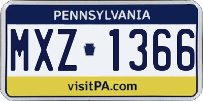 PA license plate MXZ1366