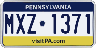 PA license plate MXZ1371