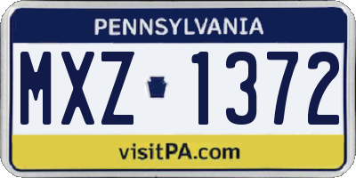 PA license plate MXZ1372