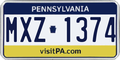 PA license plate MXZ1374