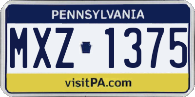 PA license plate MXZ1375