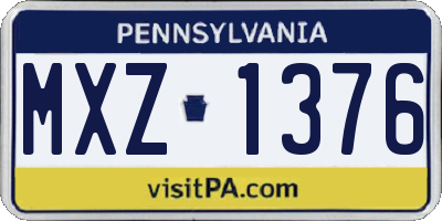 PA license plate MXZ1376