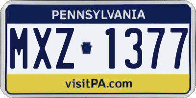PA license plate MXZ1377