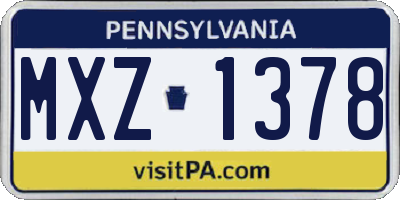 PA license plate MXZ1378