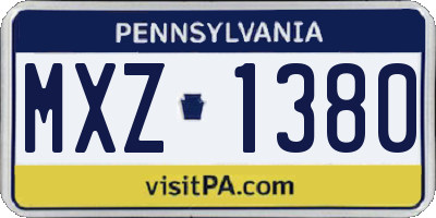 PA license plate MXZ1380