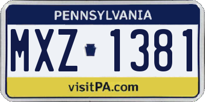 PA license plate MXZ1381