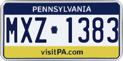 PA license plate MXZ1383