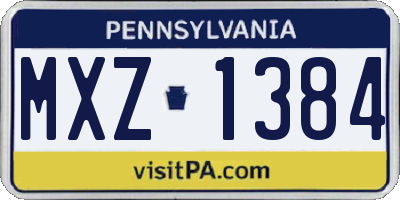 PA license plate MXZ1384