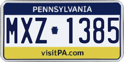 PA license plate MXZ1385