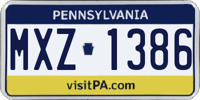 PA license plate MXZ1386