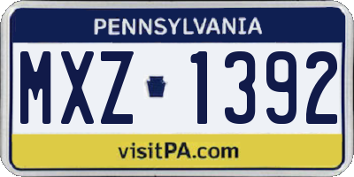 PA license plate MXZ1392