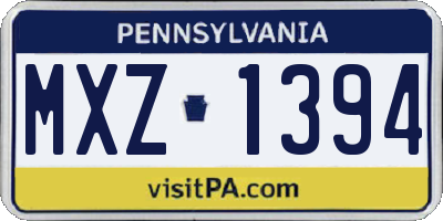 PA license plate MXZ1394