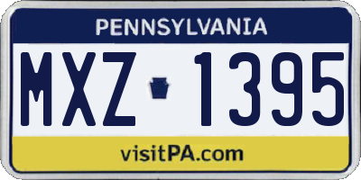 PA license plate MXZ1395
