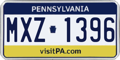 PA license plate MXZ1396