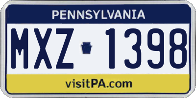 PA license plate MXZ1398