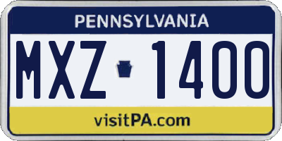 PA license plate MXZ1400