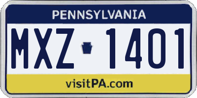 PA license plate MXZ1401