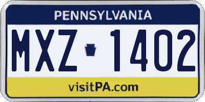 PA license plate MXZ1402