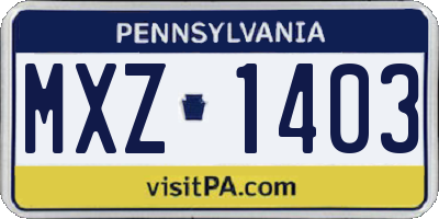 PA license plate MXZ1403