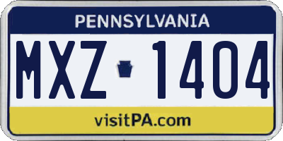PA license plate MXZ1404