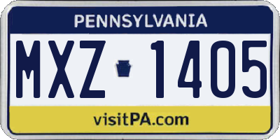 PA license plate MXZ1405