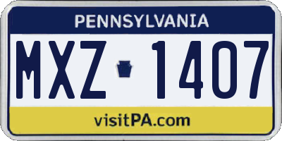 PA license plate MXZ1407