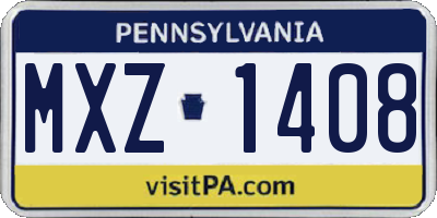PA license plate MXZ1408
