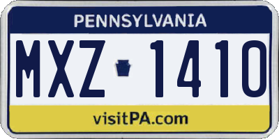 PA license plate MXZ1410
