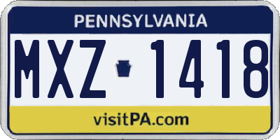 PA license plate MXZ1418
