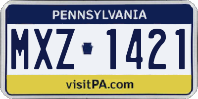 PA license plate MXZ1421