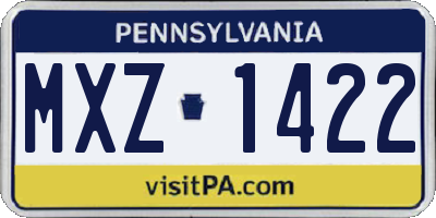 PA license plate MXZ1422