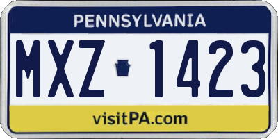 PA license plate MXZ1423