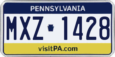 PA license plate MXZ1428