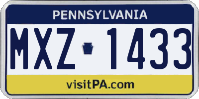 PA license plate MXZ1433