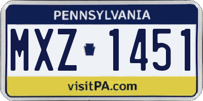 PA license plate MXZ1451
